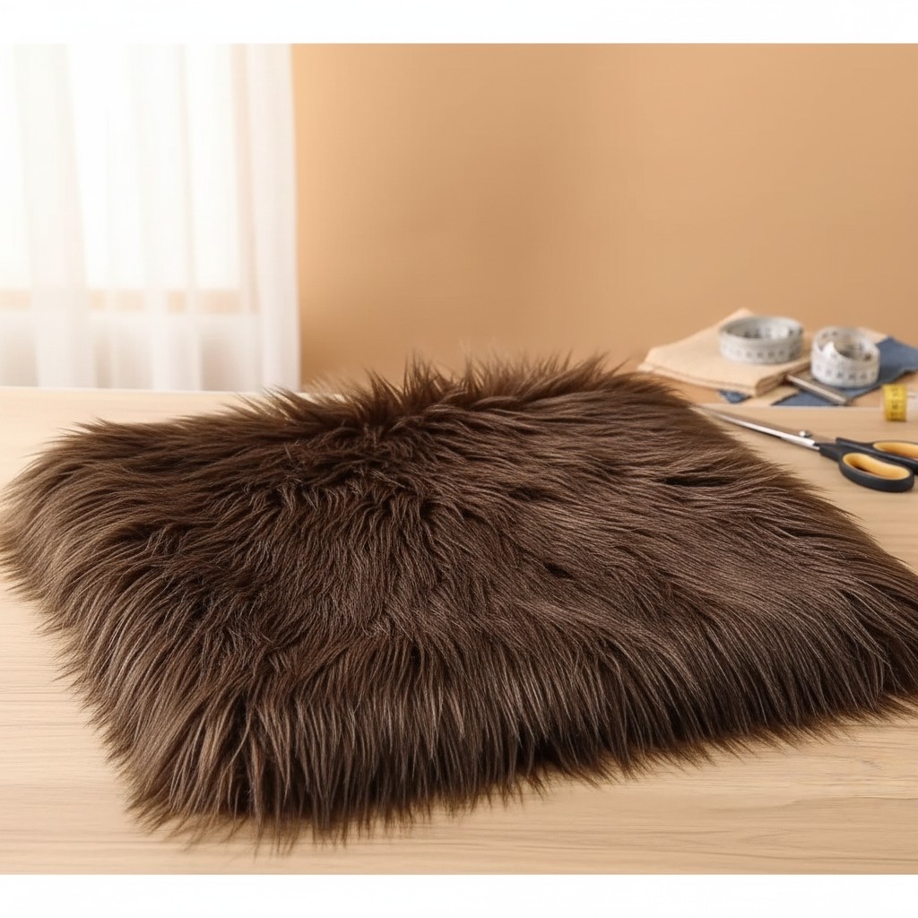 Versatile 60" x 18" Dark Brown Faux Fur Material for Crafts & Sewing Projects