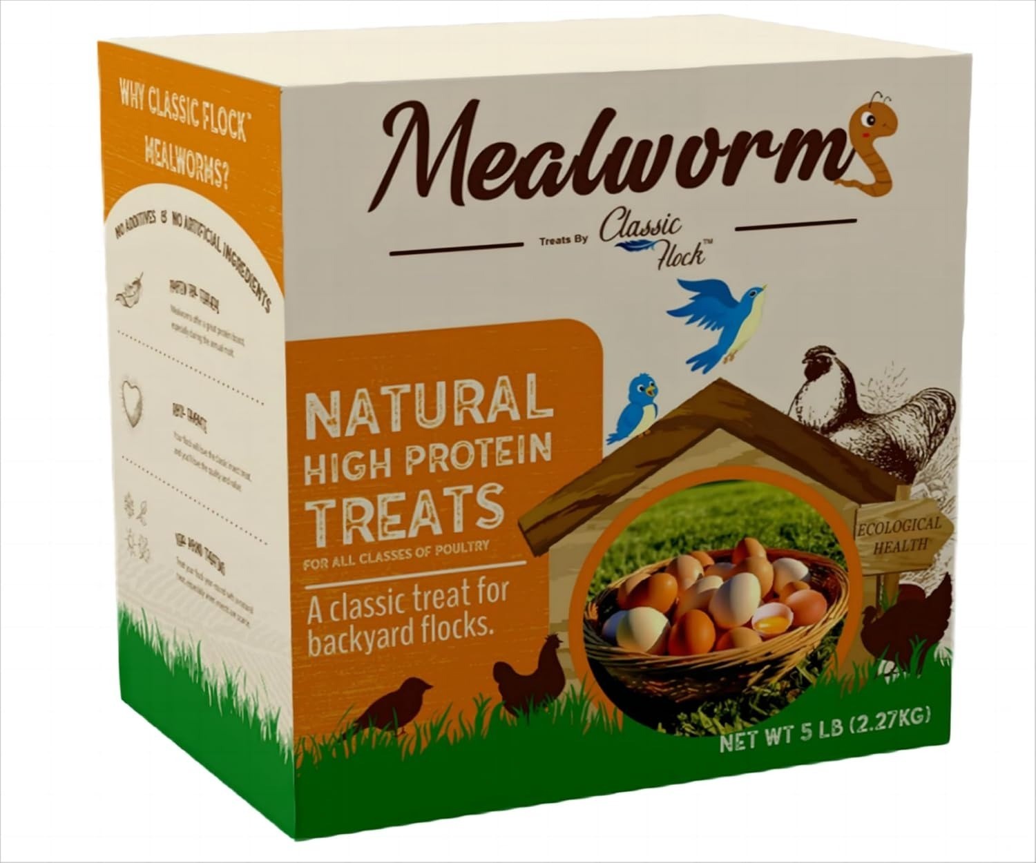 5lb Dried Mealworms - High Protein Natural Treats for Chickens, Birds & Reptiles