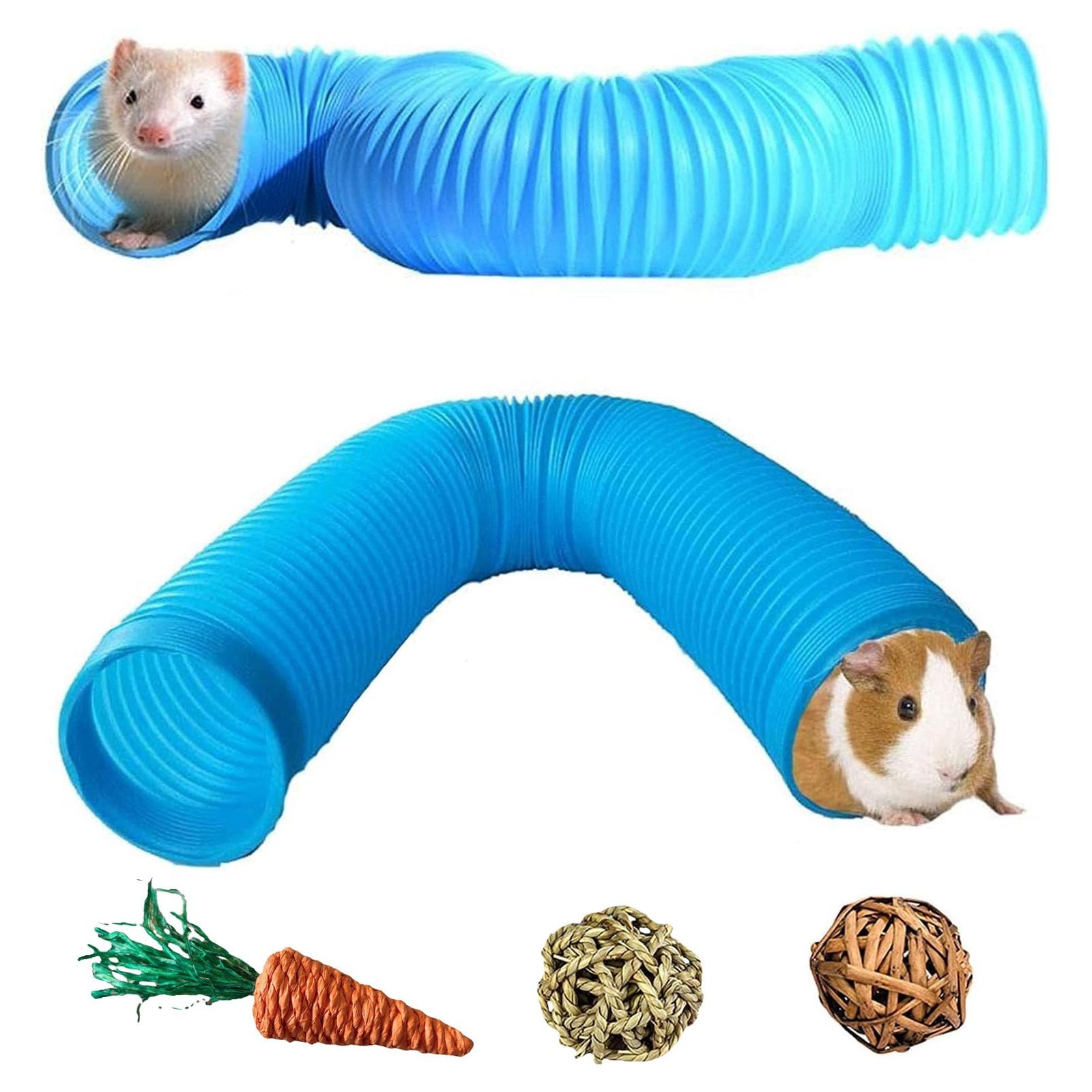 Collapsible Pet Tunnel, 2 PCS 8.26 inches x 3.93 x 1 inch, Blue 
