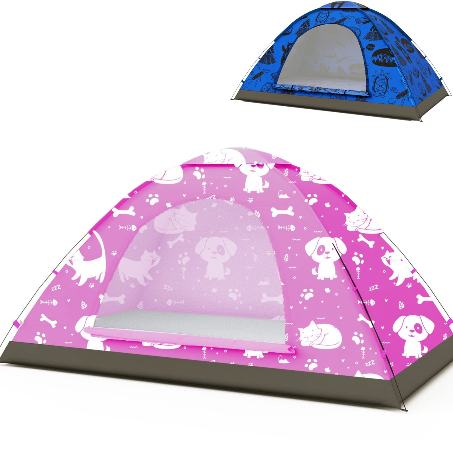 KidzAdventure 2 in 1 Kids Tent for Camping/Kids 6'7x4'x40, Pink single layer 