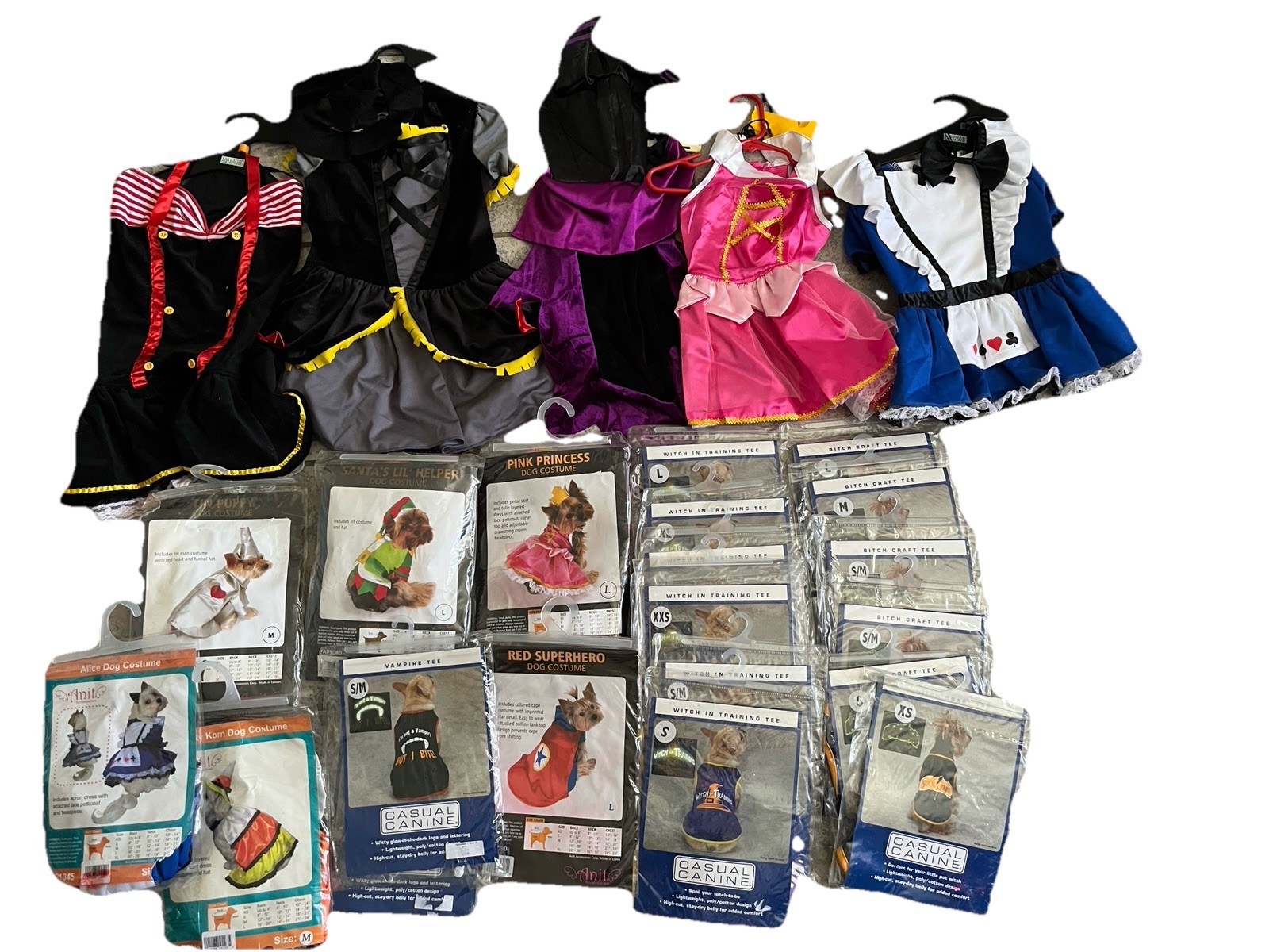 Wholesale Lot 25 New Dog Puppy Halloween Costumes XS S M L Witch Superhero Corn