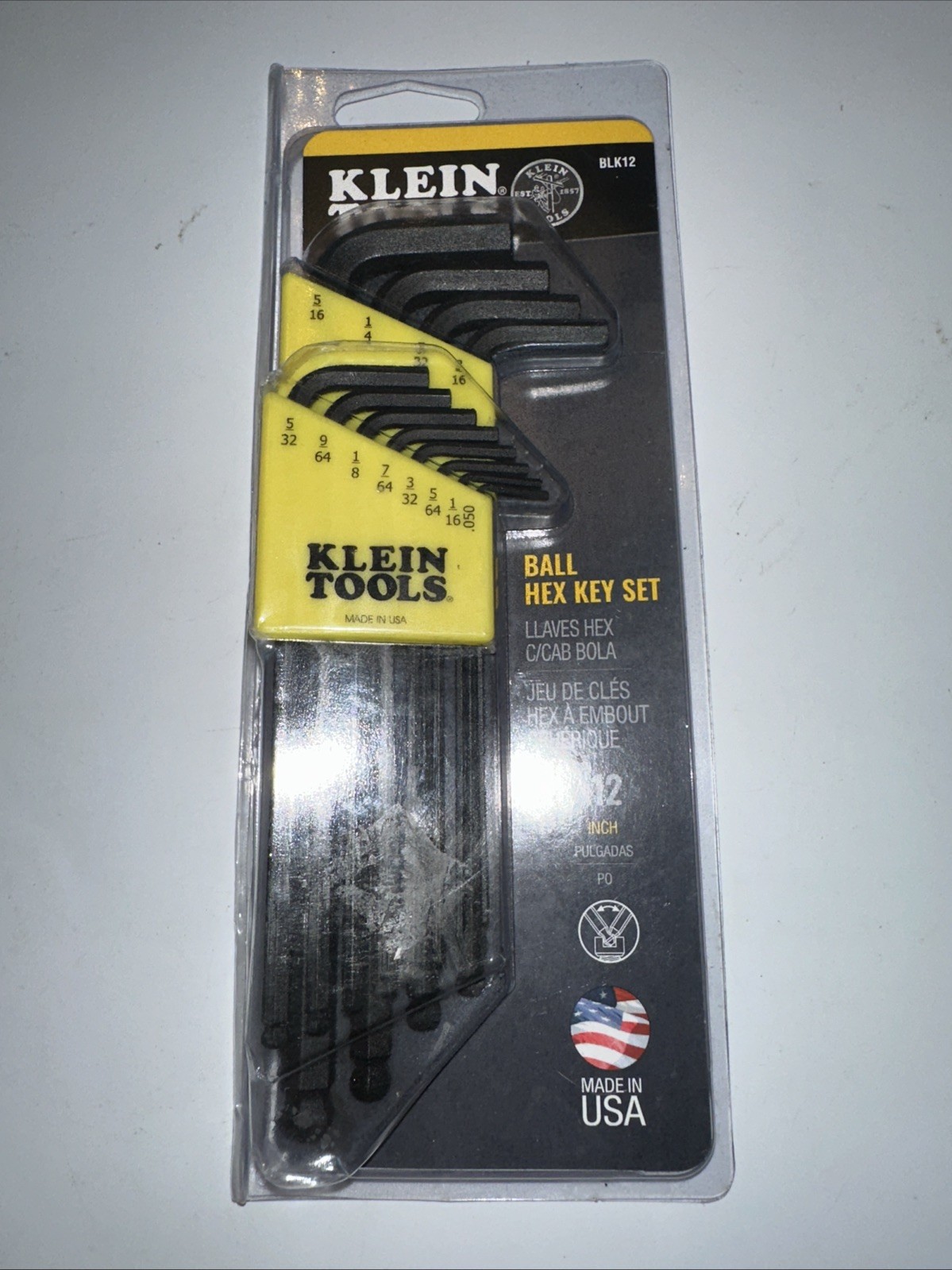 Klein Tools BLK12 L Style Ball End Hex Key Caddy Set 12-Piece Made in U.S.A.!!!