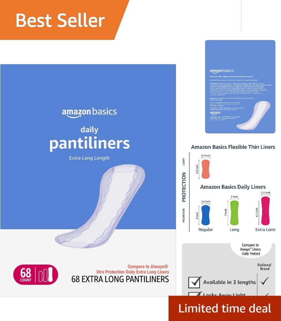Daily Pantiliners for Women - Thin and Comfortable, 68 Count Easing Light Leaks
