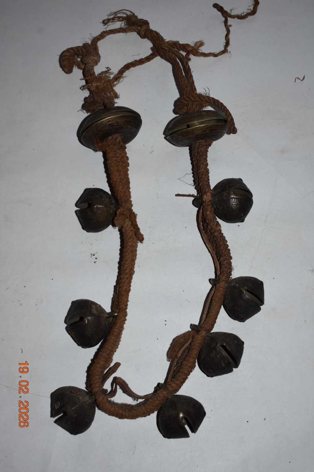 NEPAL SHAMANS ANCIENT BELL NECKLACE, TIGER BELLS 19" 1900S