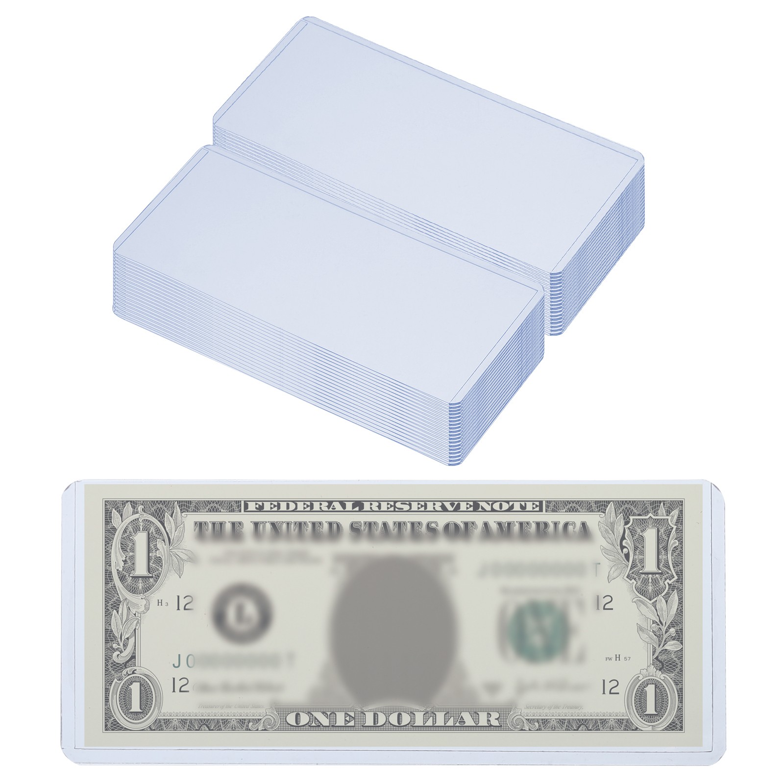 Bill Money Holders, 35 Pcs Top-Insert Currency PVC Holder, 6.8 x 3" Blue