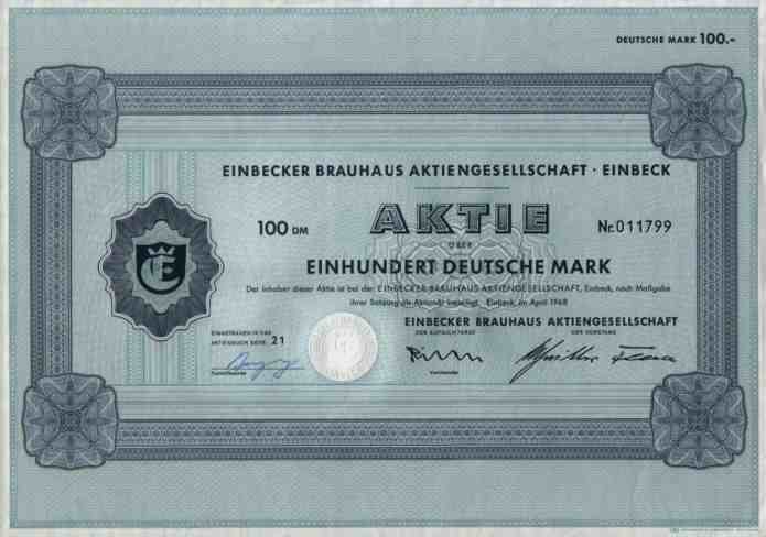 Einbecker Brauhaus 1968 Göttingen Kassel Schultheiß Fountain 100 DM Vintage RARE