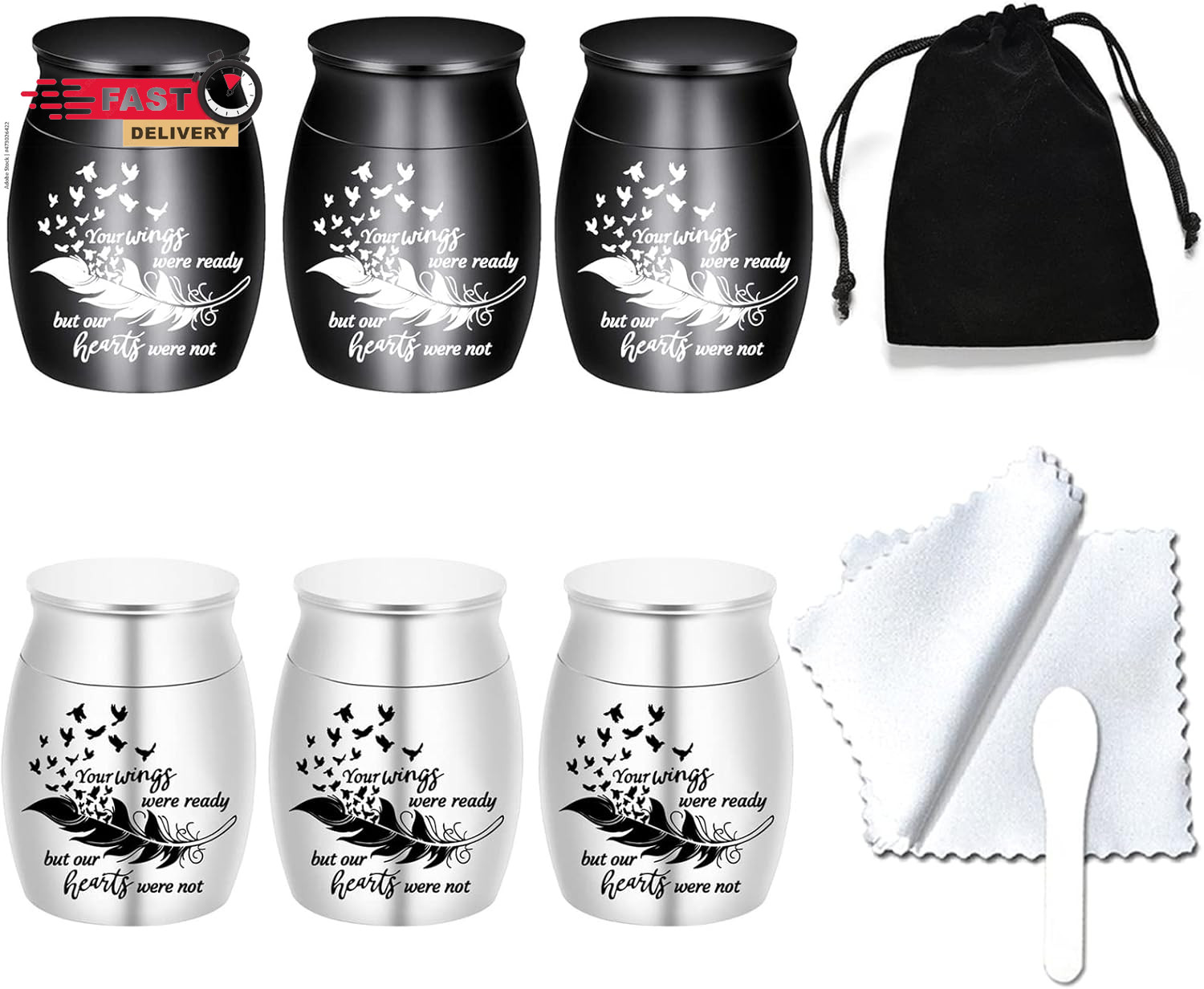 Small Keepsake Urns for Human Ashes - Set of 6 - Share Urn with Family & Friends