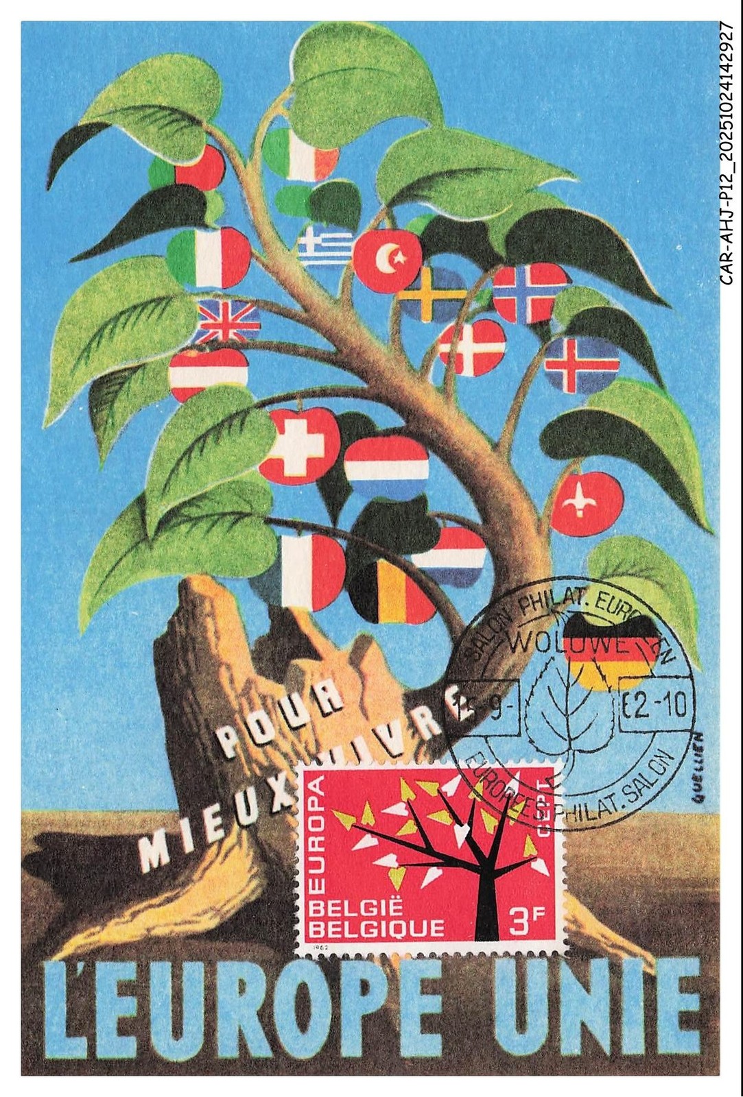 CAR-AHJP12-0552-CARTE-MAXIMUN - Belgium - EUROPE Plain - 1962