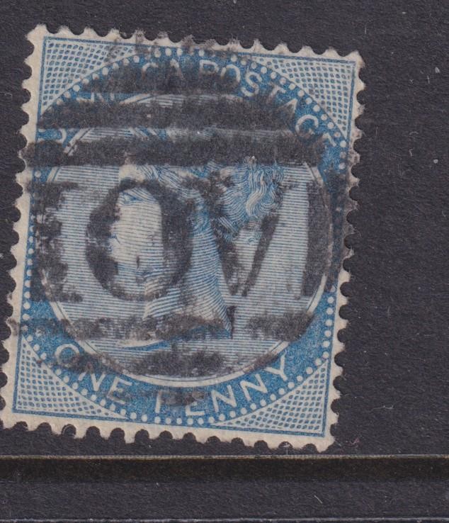 JAMAICA, 1884 Crown CA, 1d. Blue, used.