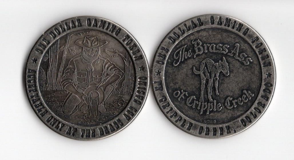 Brass Ass Cripple Creek Colorado $1 Pewter Token