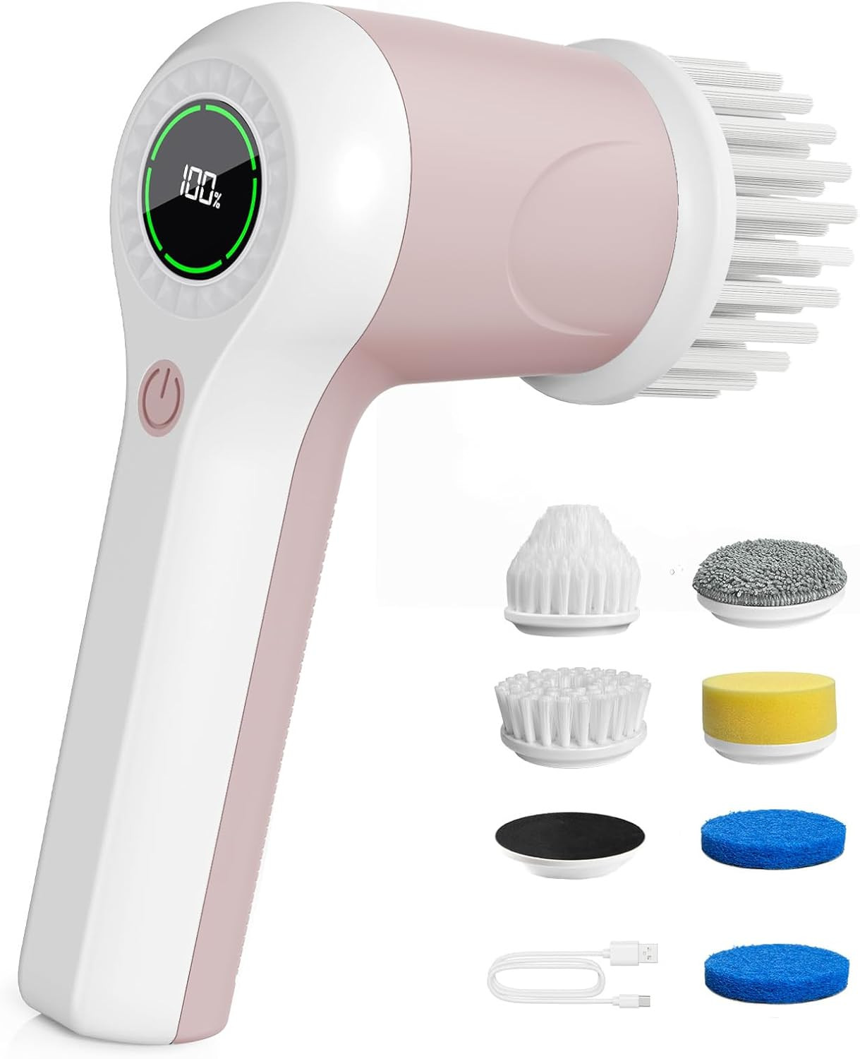 Electric Spin Scrubber, Cordless Shower Scrubber with Battery Level Display, 2 S
