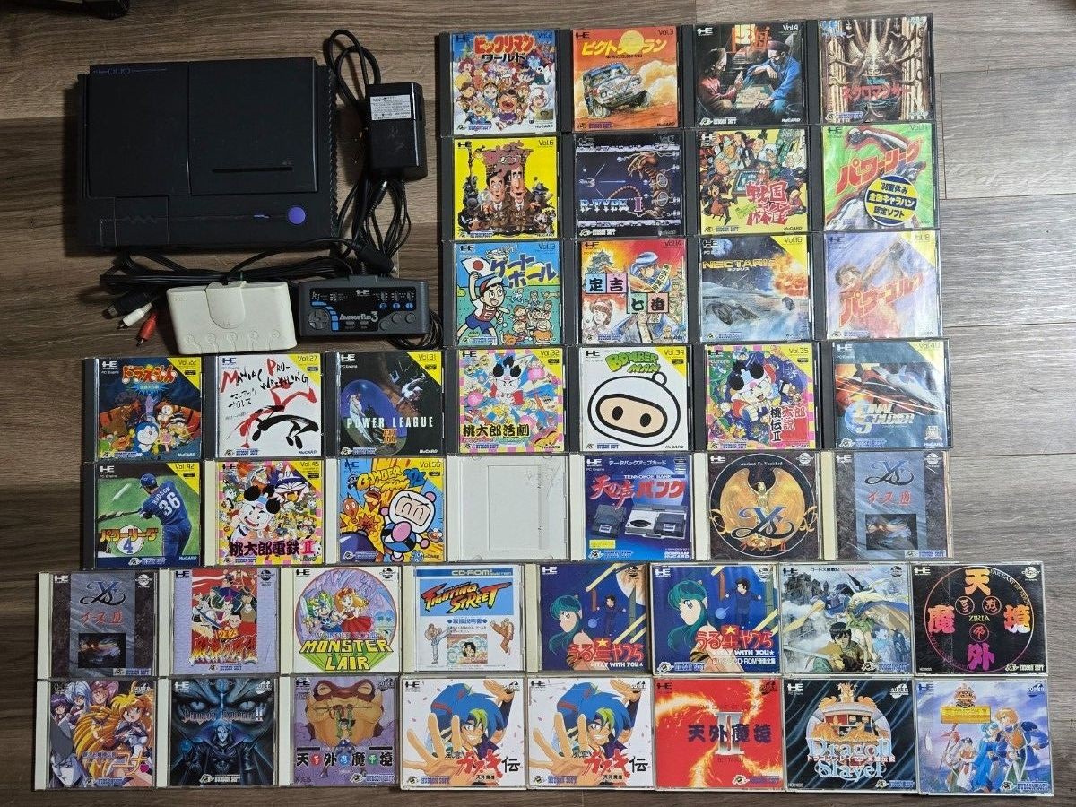 PC Engine Duo Console 44 Game Lot HuCard Super CD-ROM2 Ys Bomberman Japan JP
