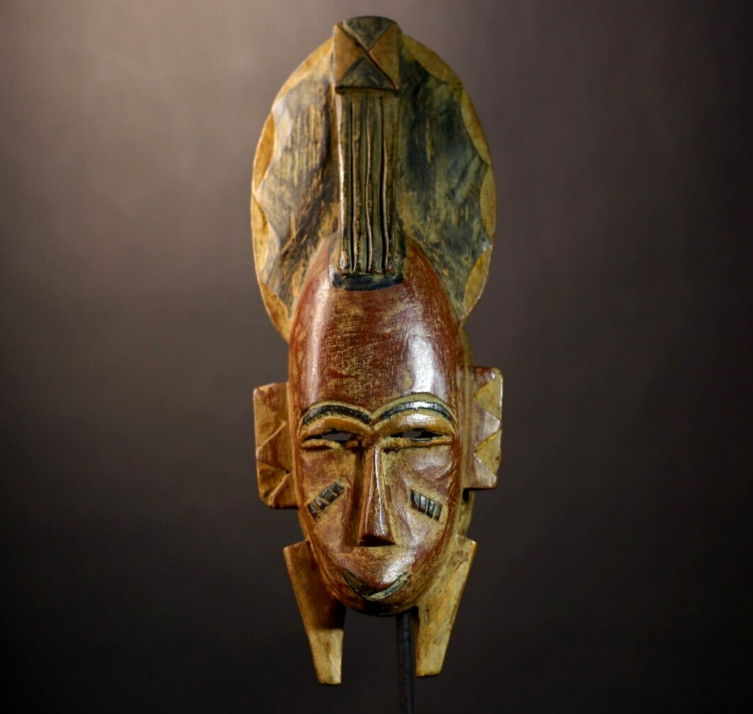 African Tribal Mask Wood Ritual Face Sculpture  Wall Hanging-G4840
