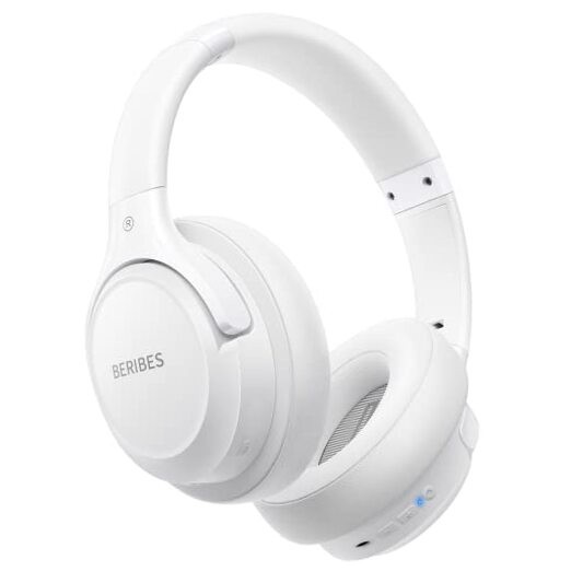  Bluetooth Headphones Over Ear, 65H Playtime and 6 EQ Music Modes White