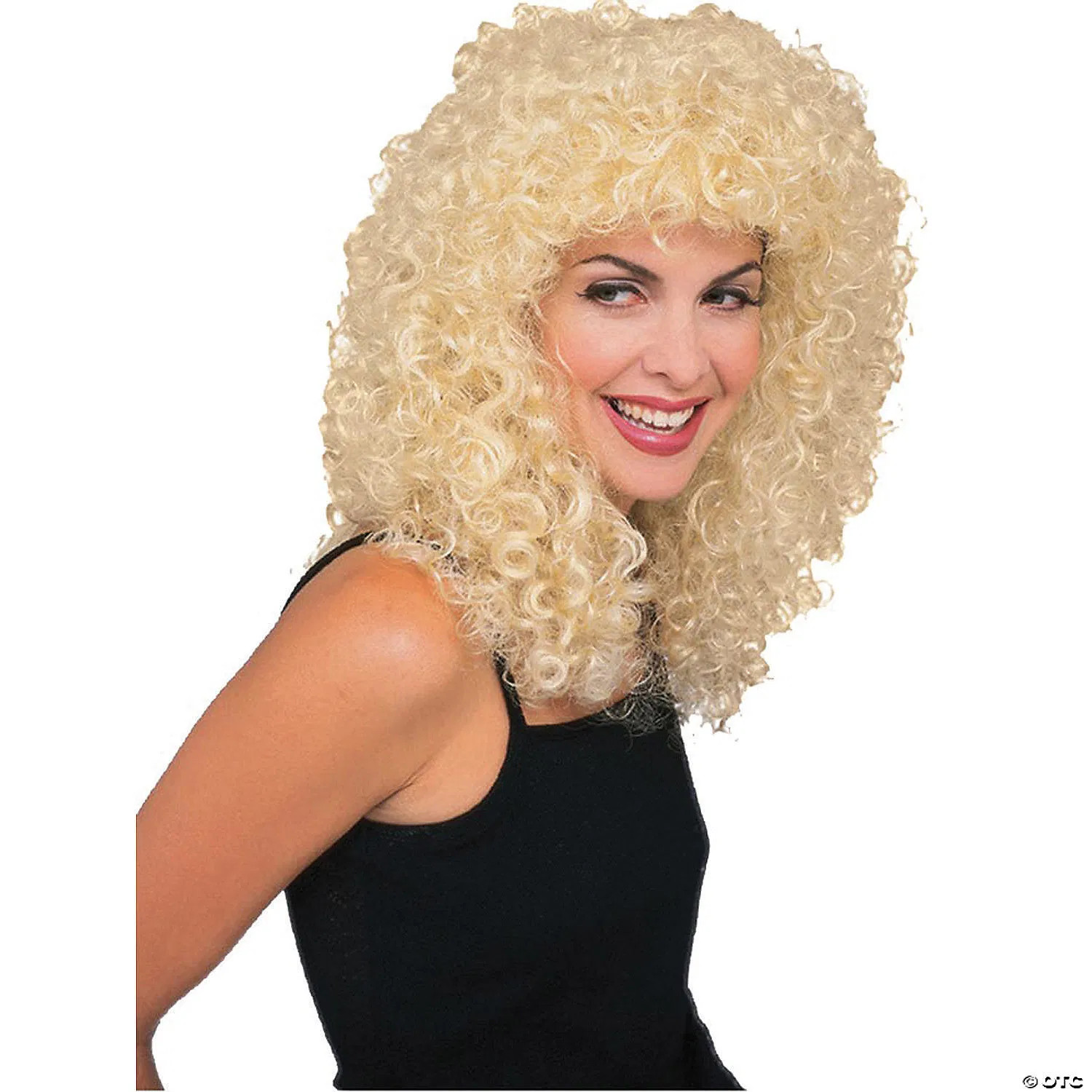 Wig curly extra long blonde