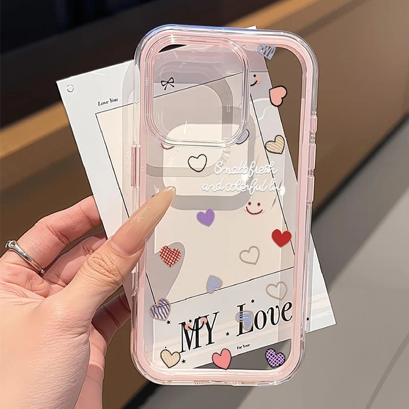Love Heart Clear Phone Case Shockproof Soft Cover For iPhone 17 16 15 14 Pro Max