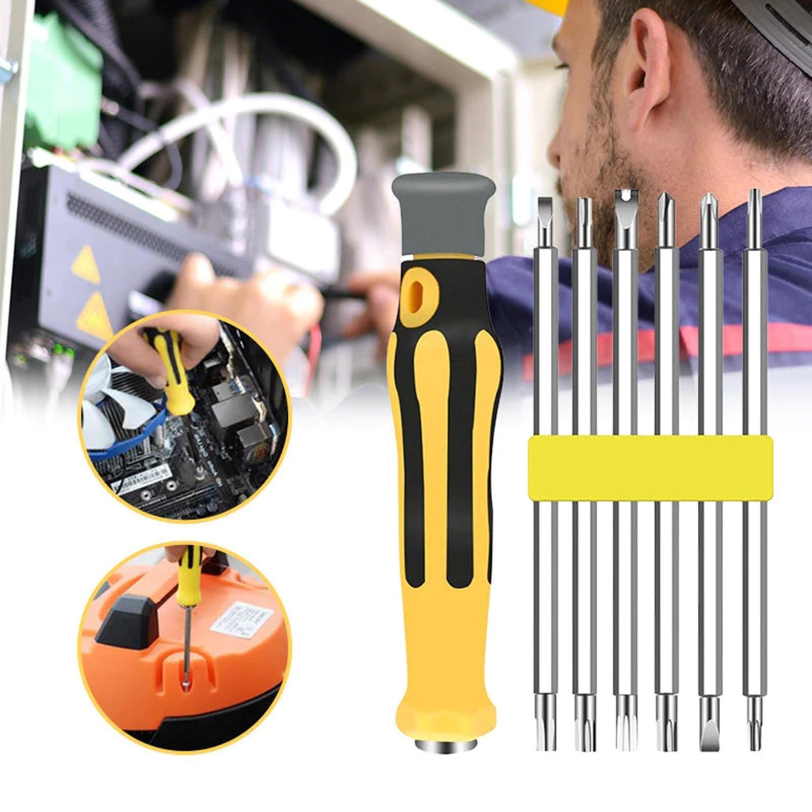 6 In 1 Tech Screwdriver Set | Strong Magnetic 4 Types Small Screwdriver Bits 
