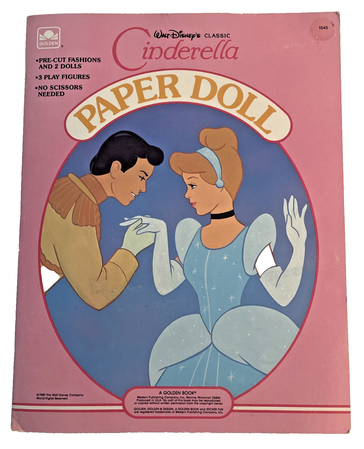 Vintage 1989 Walt Disney Cinderella Paper Doll Book Golden Uncut