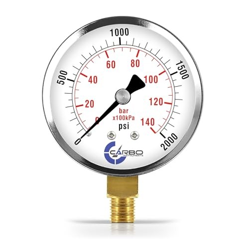 2-1/2" Pressure Gauge, Chrome Plated Steel Case, Dry/kPa, Lower 0-2000 psi