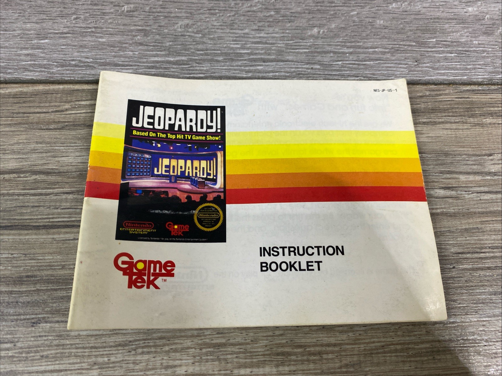 Jeopardy! for Nintendo NES Manual ONLY