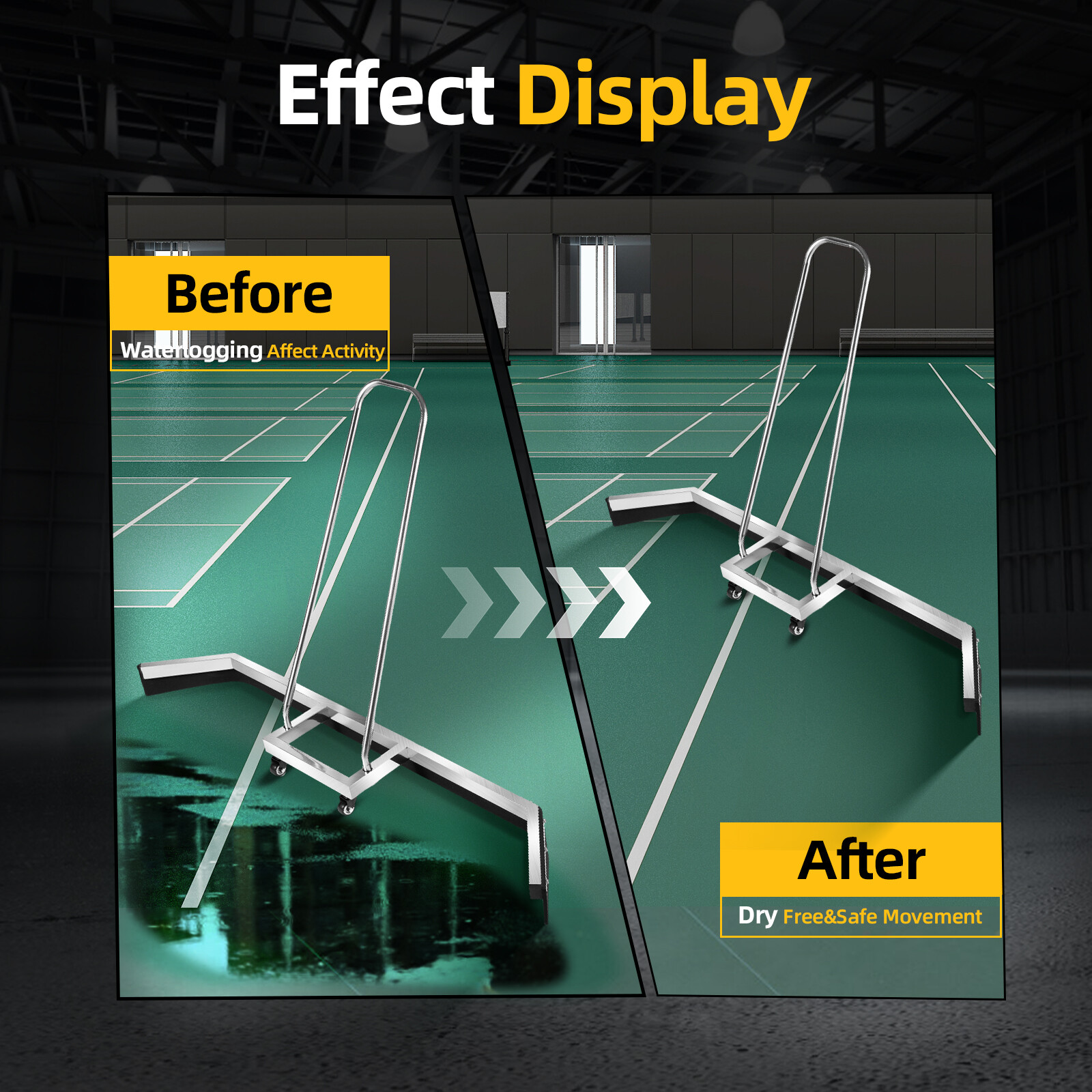 Tennis Court Squeegee With Wheels Rustproof Floor Water Sweeper Remover Pusher