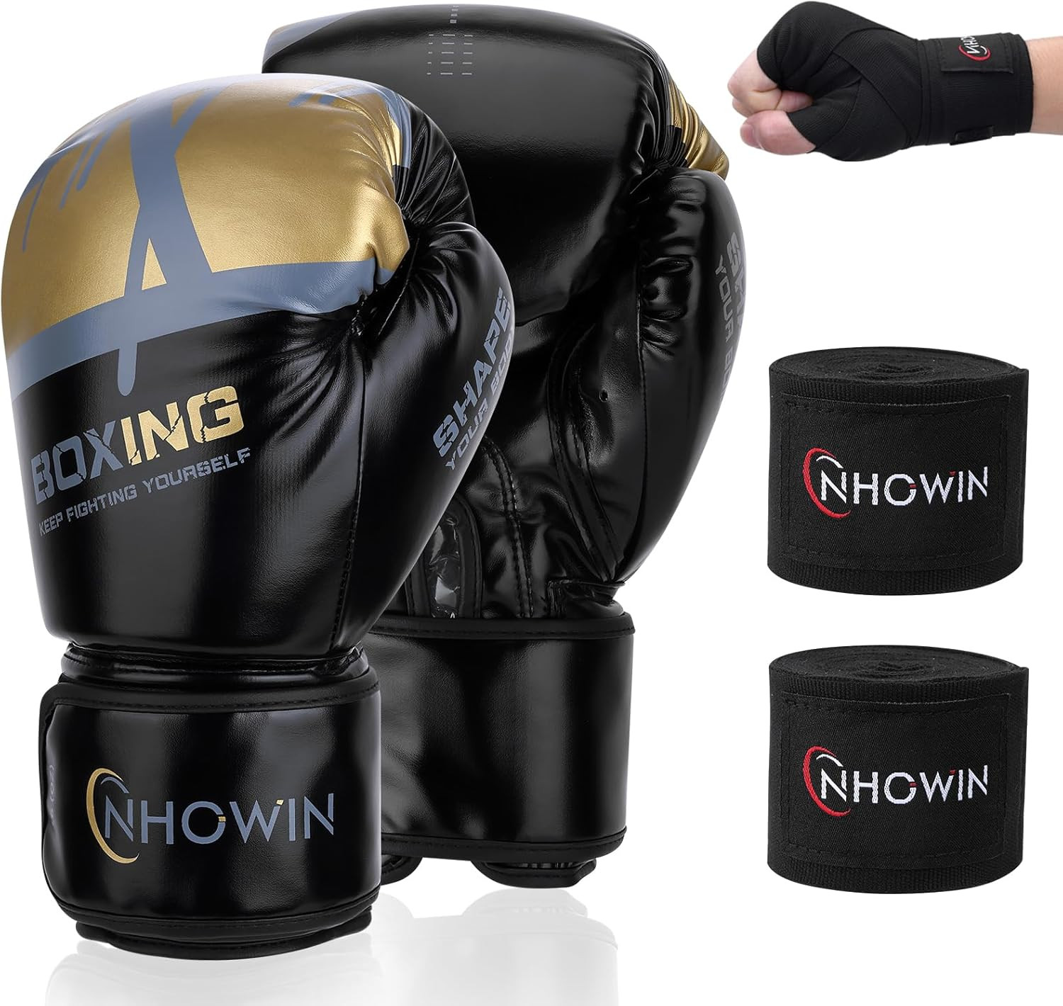 Boxing Gloves, 12Oz / 16Oz - Boxing Gloves for Men and Women with Boxing Wraps f