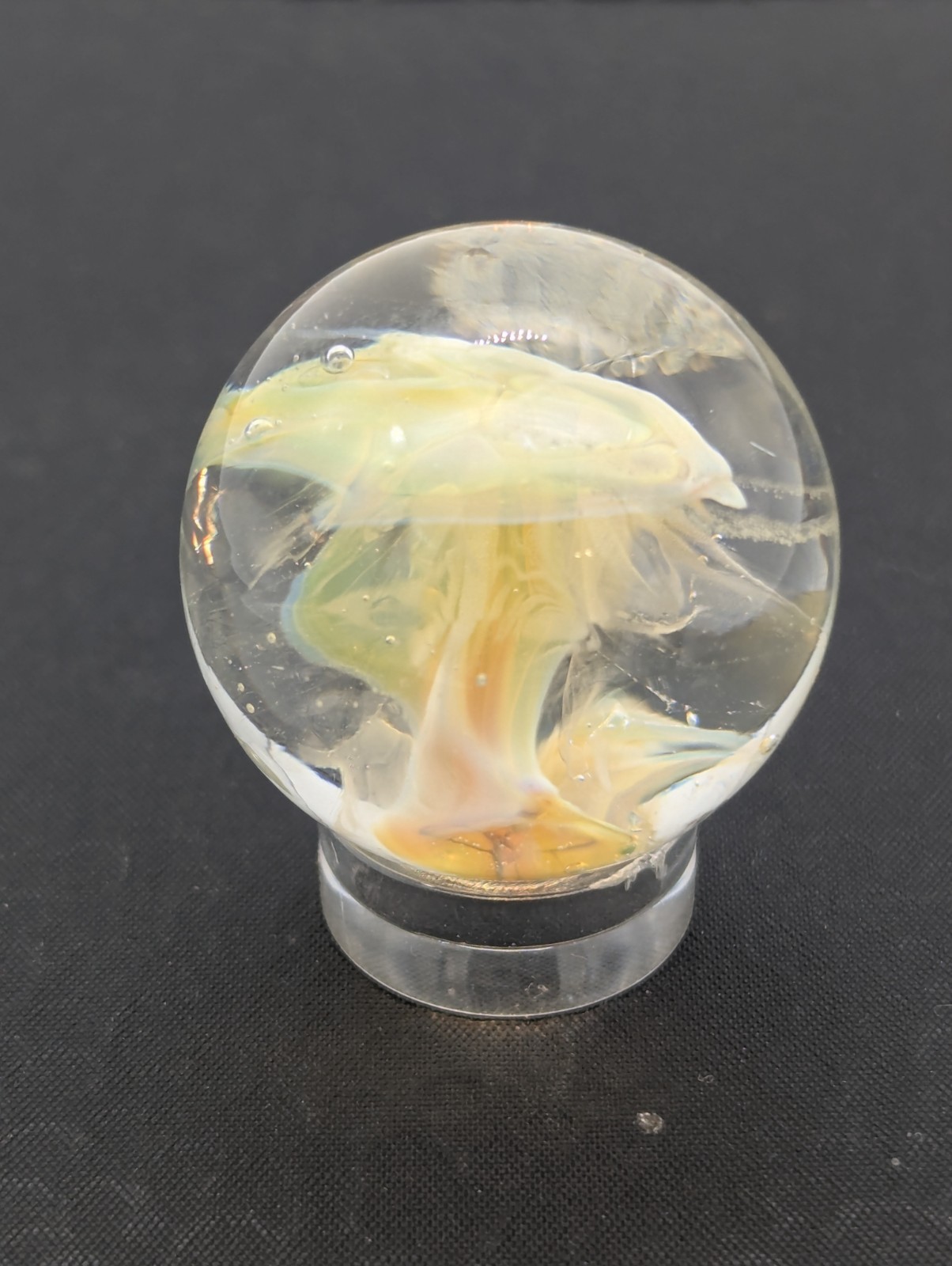 Handmade Glass Marble Iridescent Mushroom Trippy Implosion Art 27mm COTTAGECORE