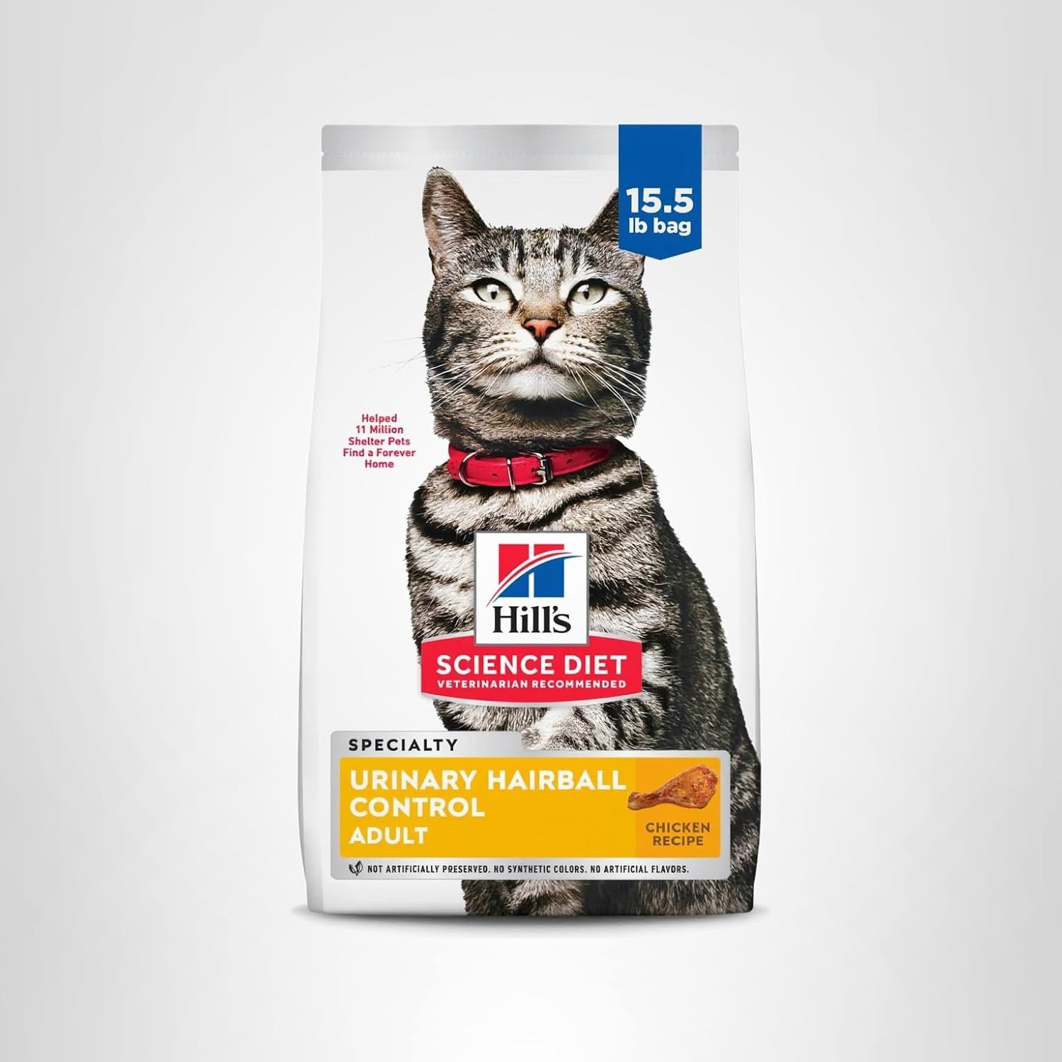 15.5 lb Bag Adult Urinary & Hairball Control Chicken Recipe Dry Cat Pet Supplies