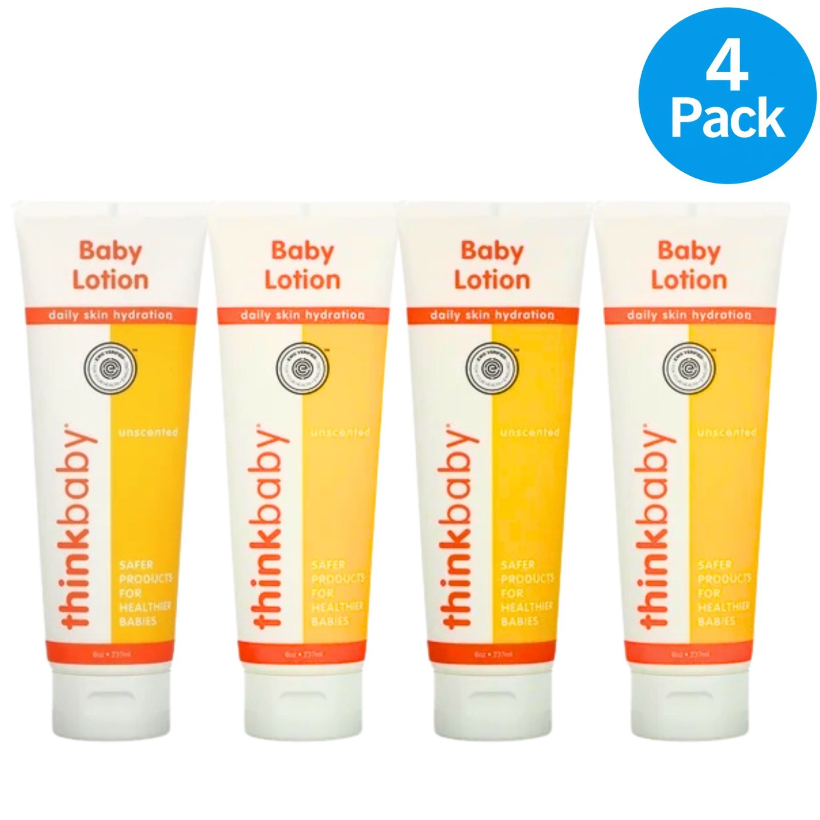 Thinkbaby Unscented Baby Lotion 6oz Daily Hydration 4 Pack – New