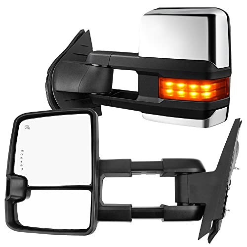  Towing Mirrors Compatible with 2008-2013 Chevy Silverado GMC Sierra, Power 