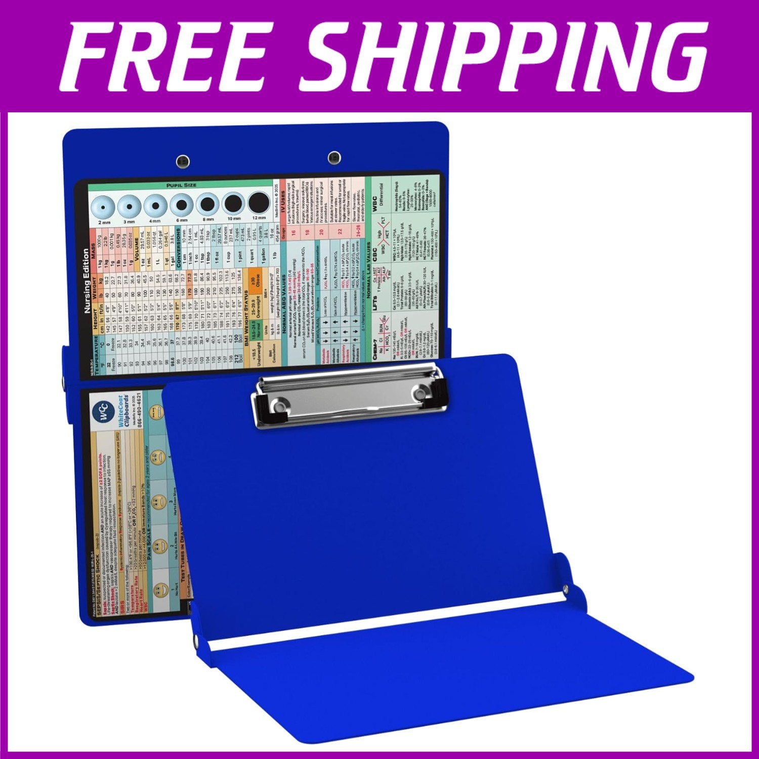Lightweight Medical Clipboard - Blue Nurse Edition Free USA  Shipping