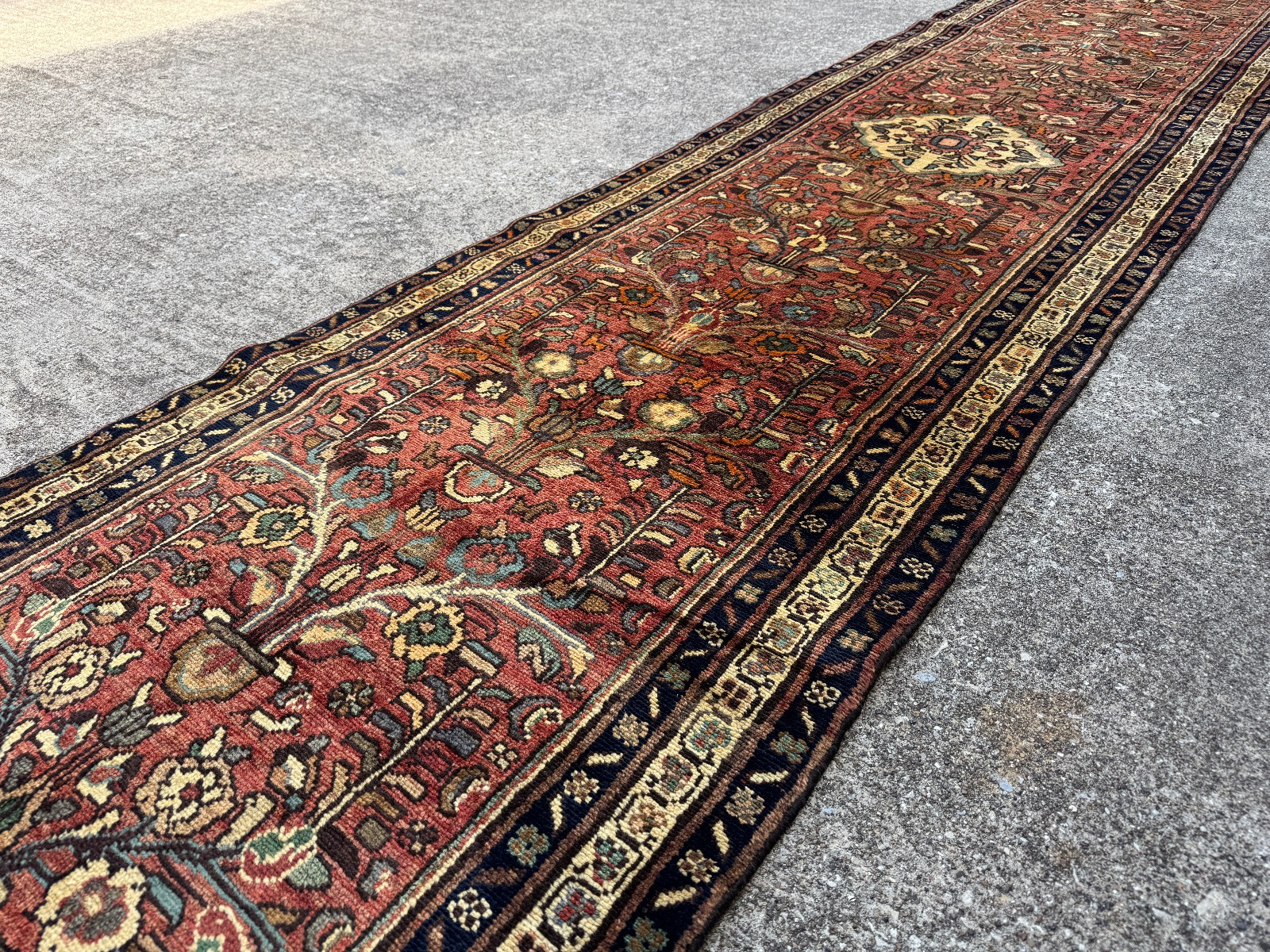 3x13 VINTAGE RUNNER RUG HAND-KNOTTED ANTIQUE ORIENTAL handmade Heriz long 3x12