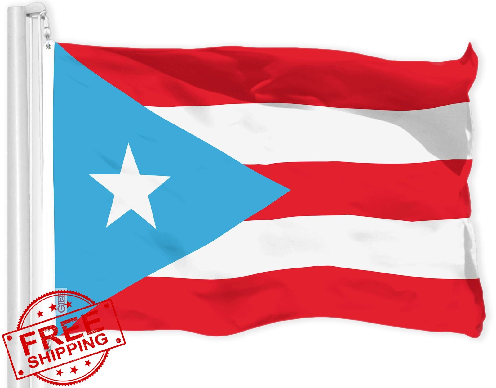 G128 Puerto Rico Flag Light Blue 4x6 Ft LiteWeave Polyester Brass Grommets