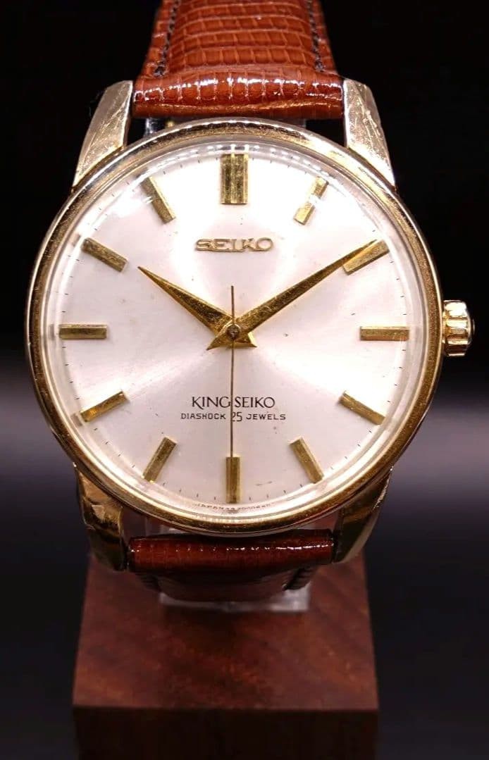 Seiko King First 25J Automatic Watch 14K GF Leather Mens Vintage