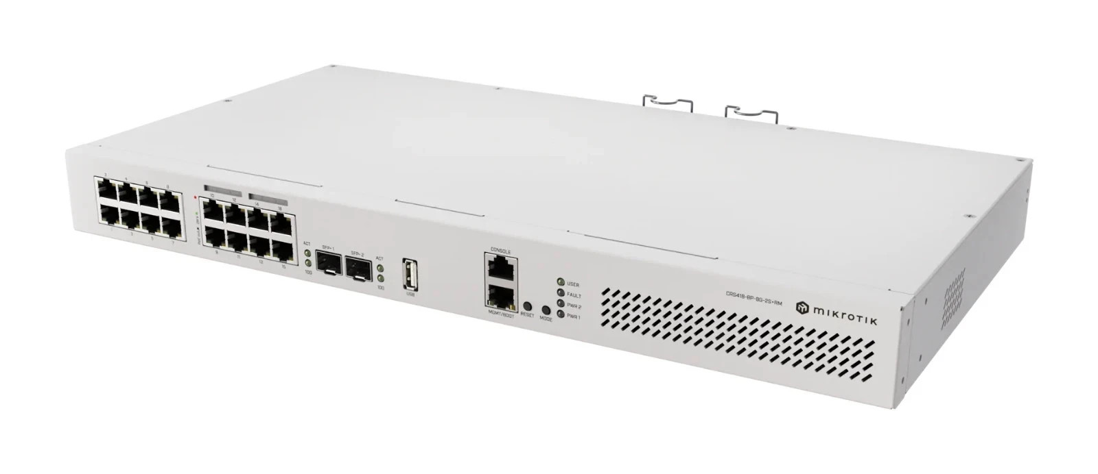 MikroTik CRS418-8P-8G-2S+RM Cloud Router Switch, 8x PoE+ Ports, 2x 10G SFP+