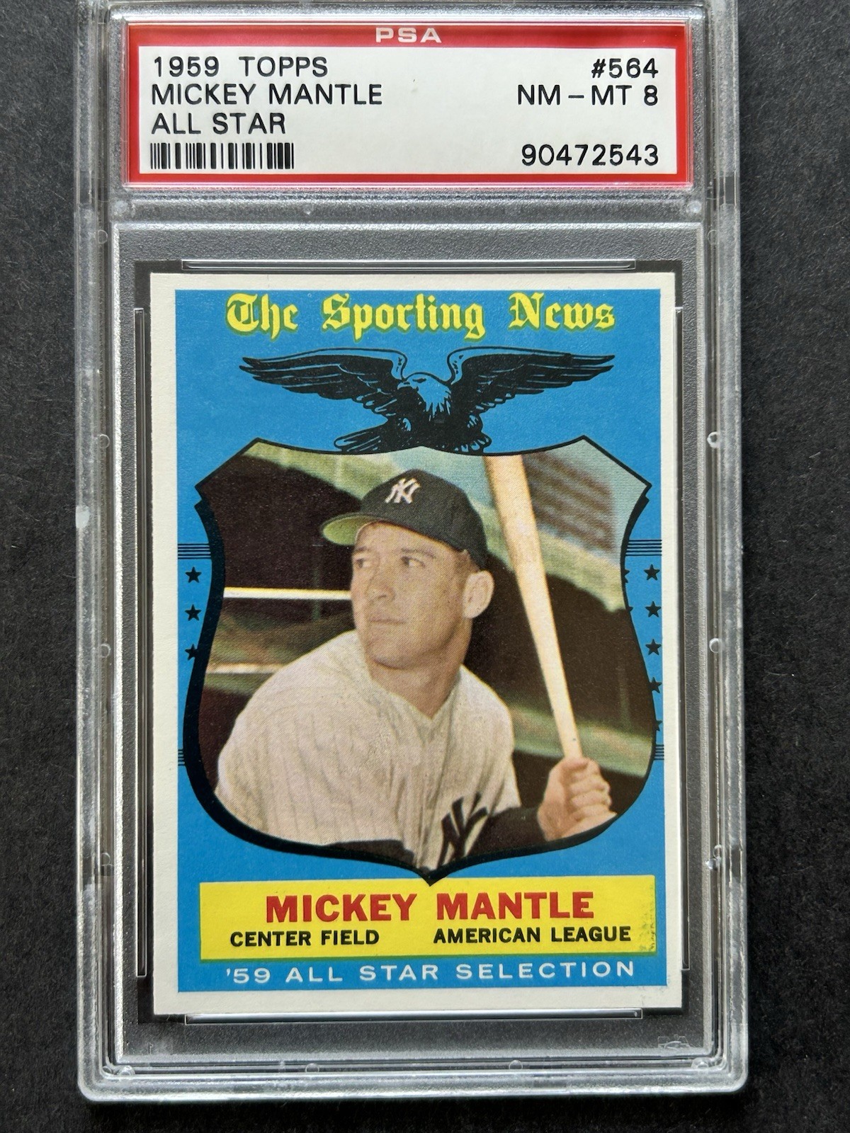 Mickey Mantle Yankees 1959 Topps #564 PSA 8  NM/M All-Star Sporting News