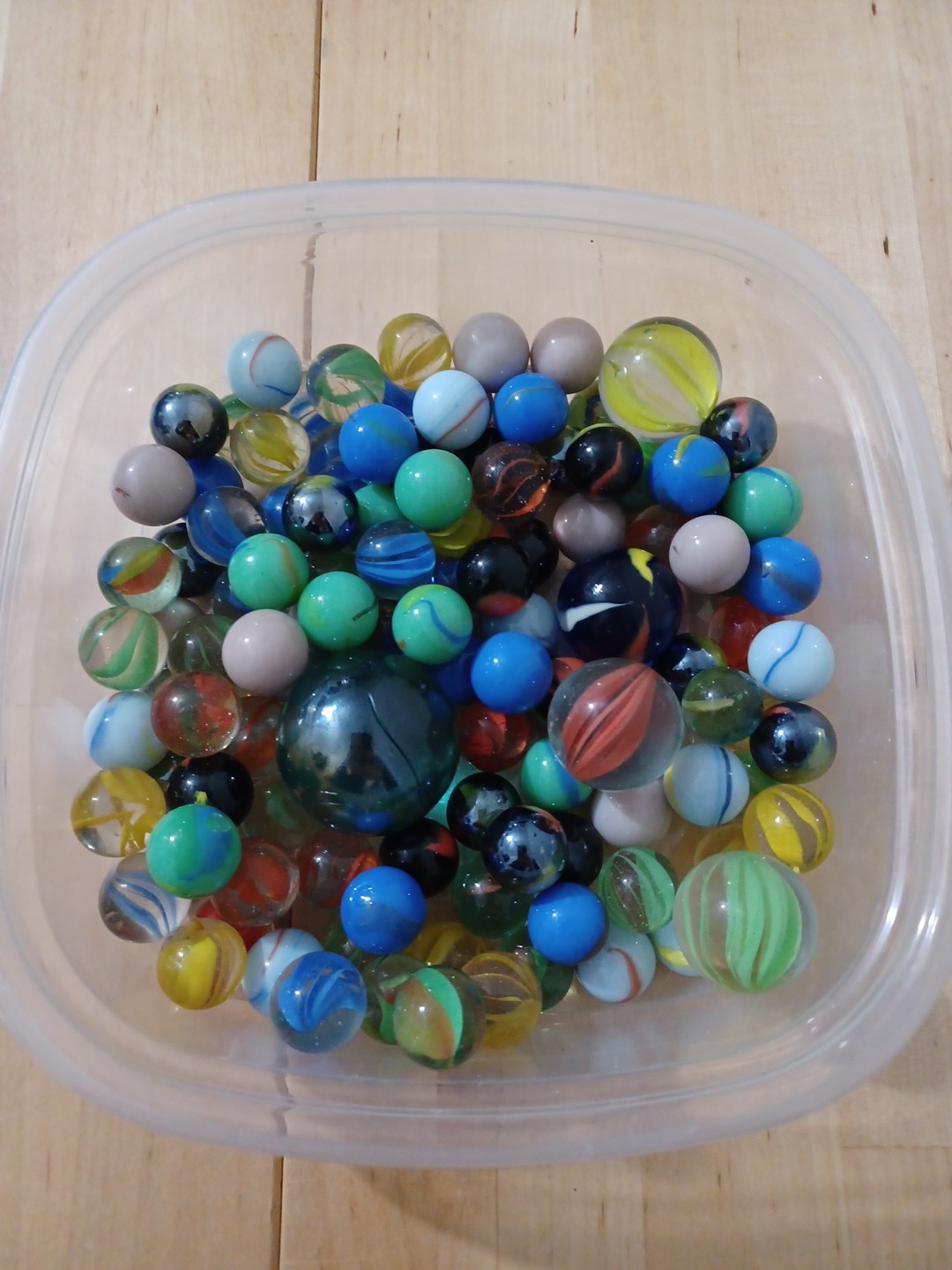 Vintage CatEye, Milk Glass Etc. Glass Marbles At Least One Shooter Marble 14.3oz
