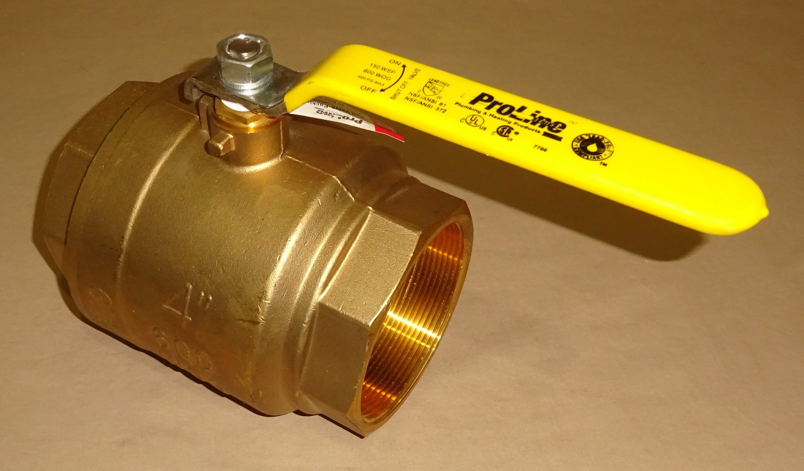 ProLine 4" Brass Ball Valve 4" NPT Full Port 7700 Series NEW