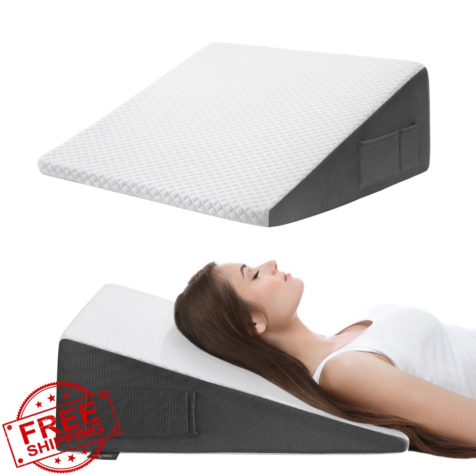 Cozymaker 10" Bed Wedge Pillow, Acid Reflux, Leg Elevation