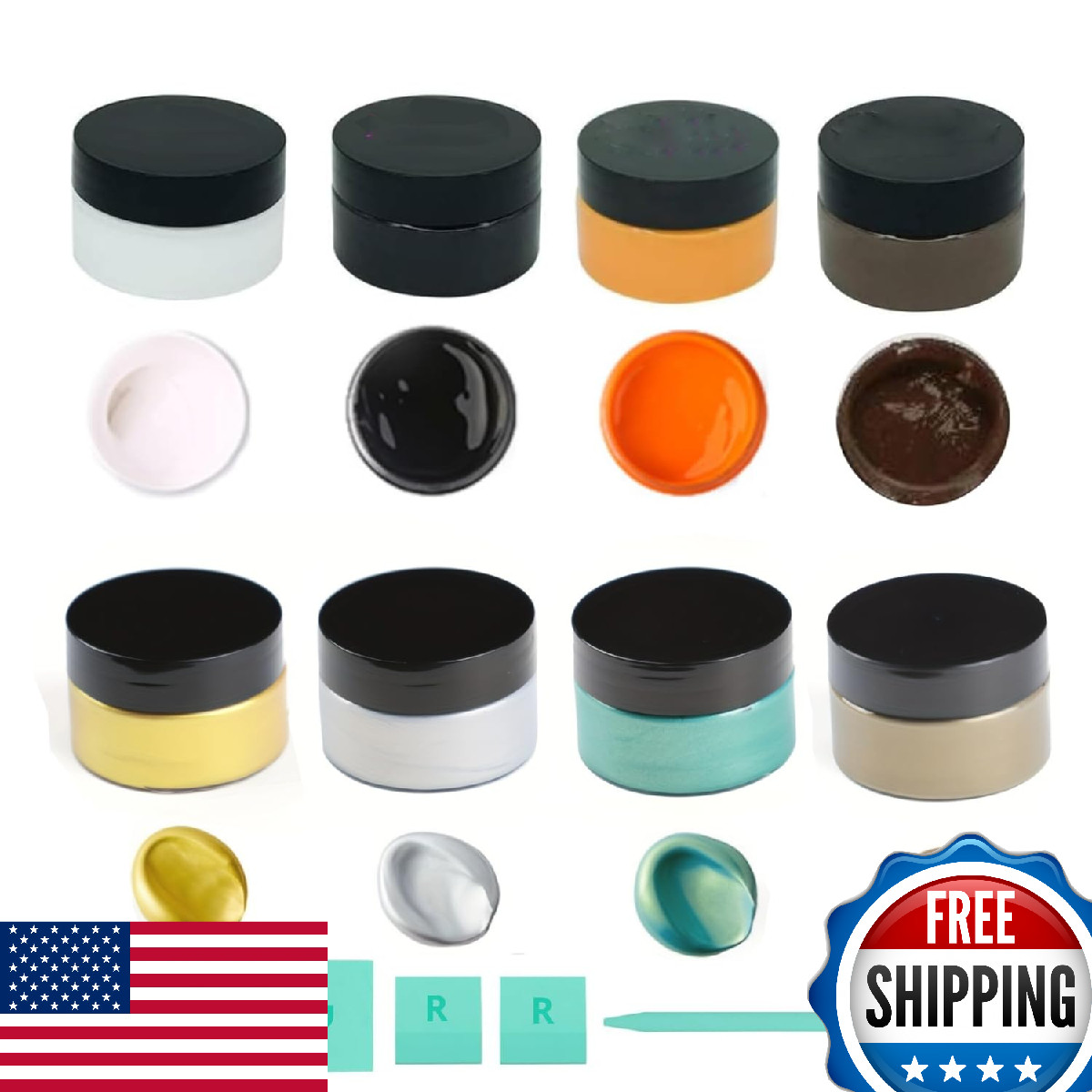 12PCS Metallic Acrylic Chalk Paste Paints Printing Set 40ml Jars