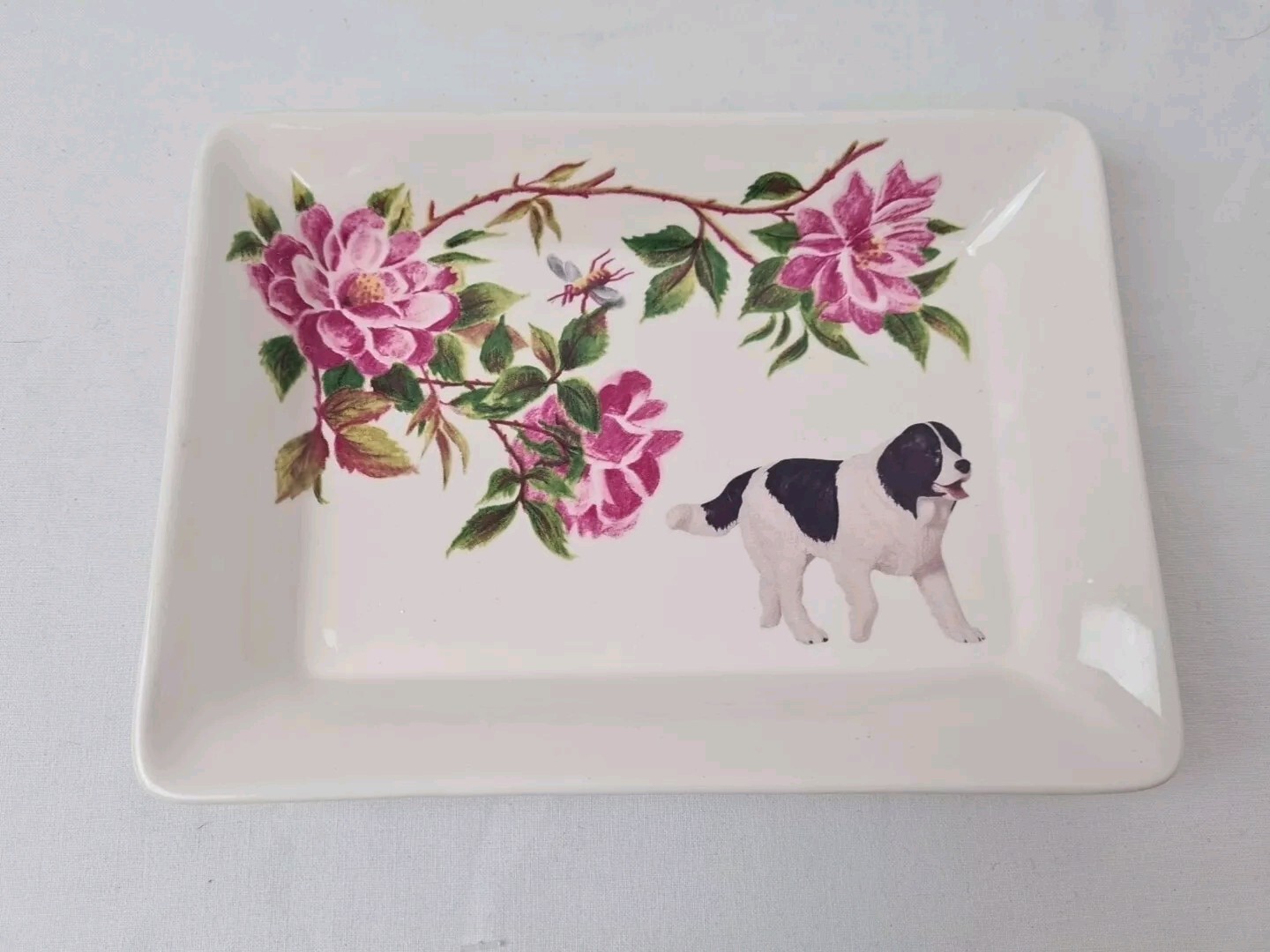 Innes Ware 1988 Magnolia And Dog Trinket Dish