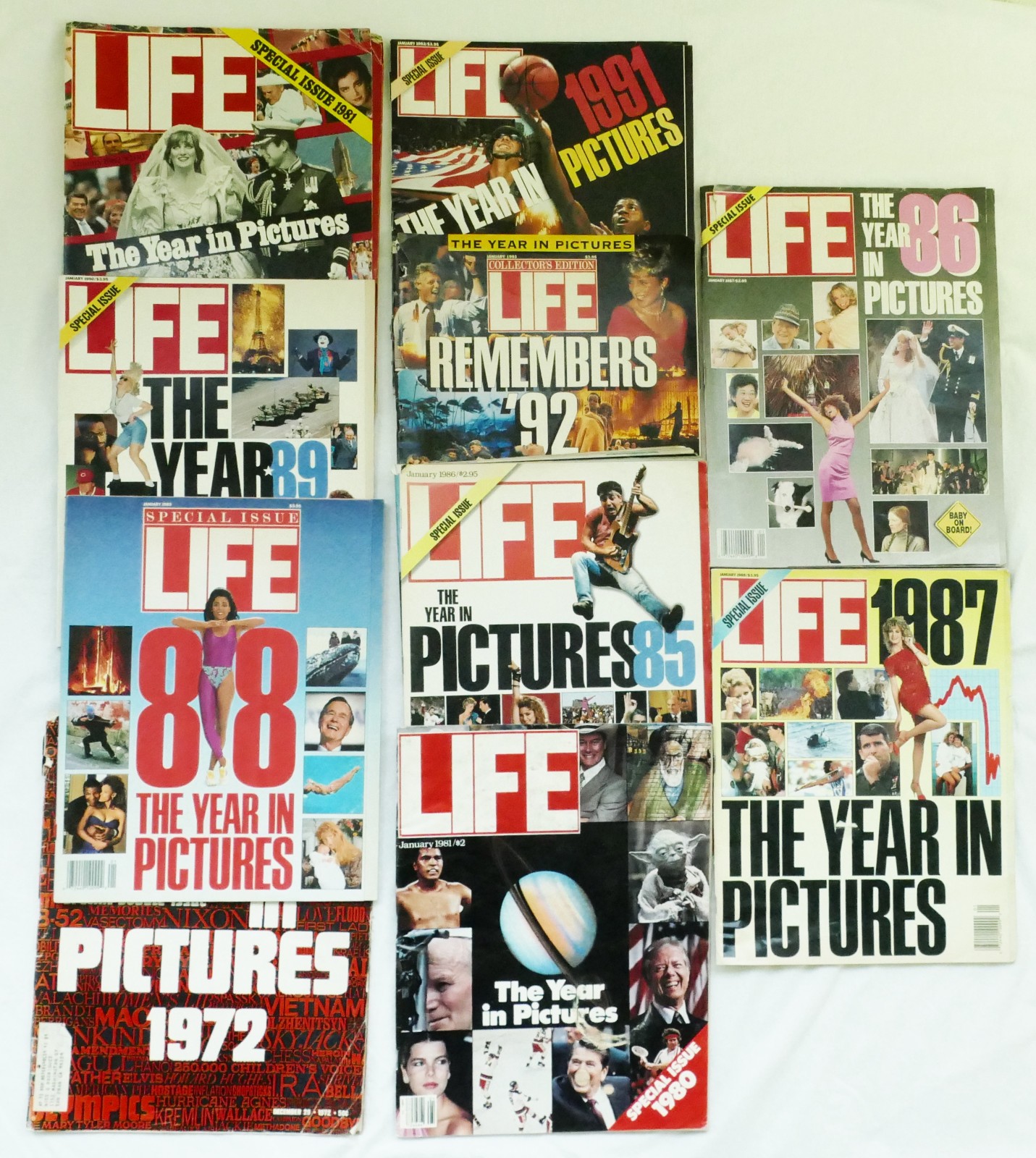 Life Magazine Year in Pictures 10 issues 1972 to 1992
