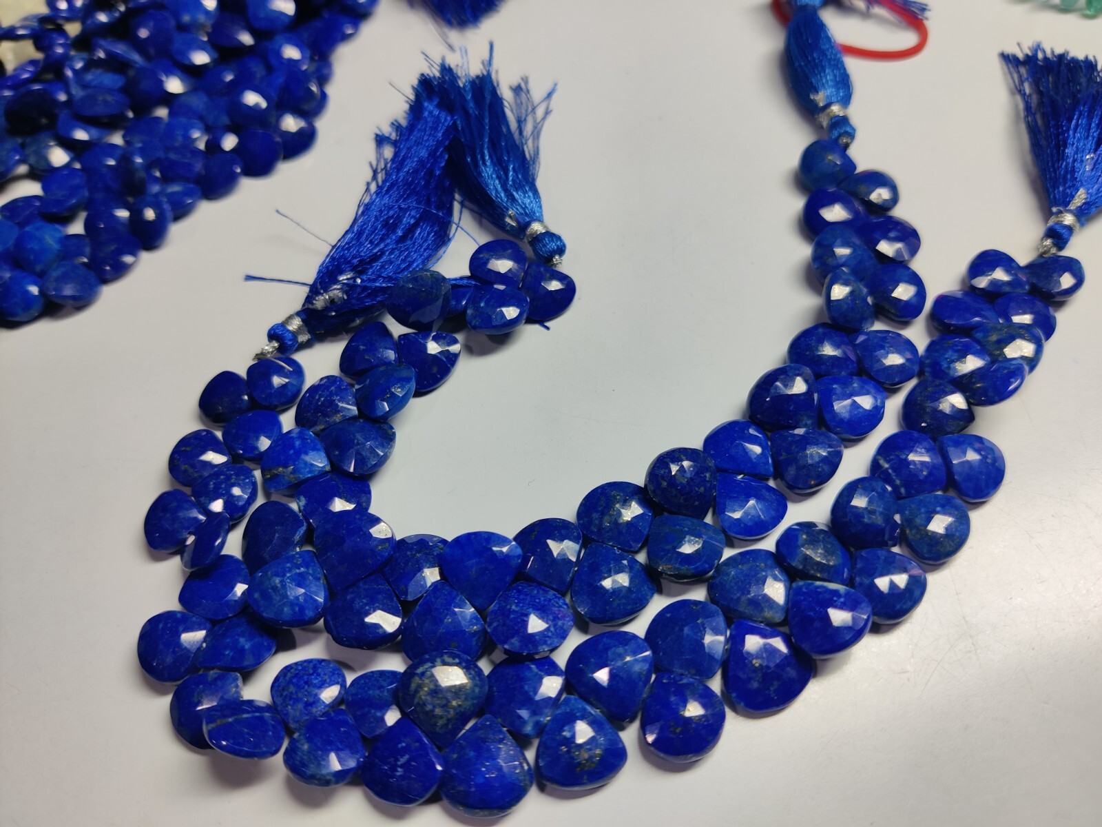 Lapis Lazuli Heart Faceted Briolette 9-10 Mm Beads 6" Strand