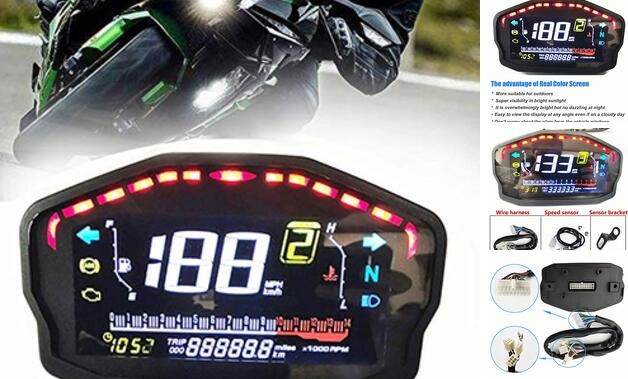 SAMDO Universal Motorcycle Speedometer Odometer Tachometer 14000 RPM 199 Kph 