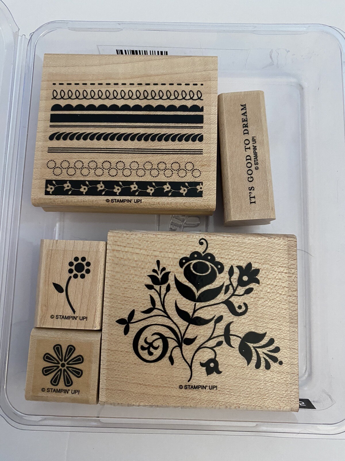 Stampin Up! Razzle Dazzle Set Of 5 Rubber Stamps Wood RS1
