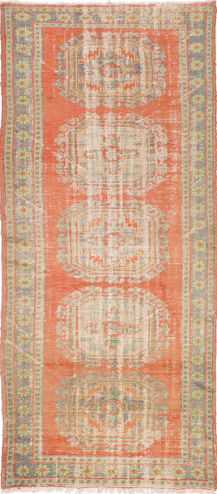 Traditional Vintage Hand-Knotted Oriental Carpet 4'6" x 10'6" Wool Area Rug