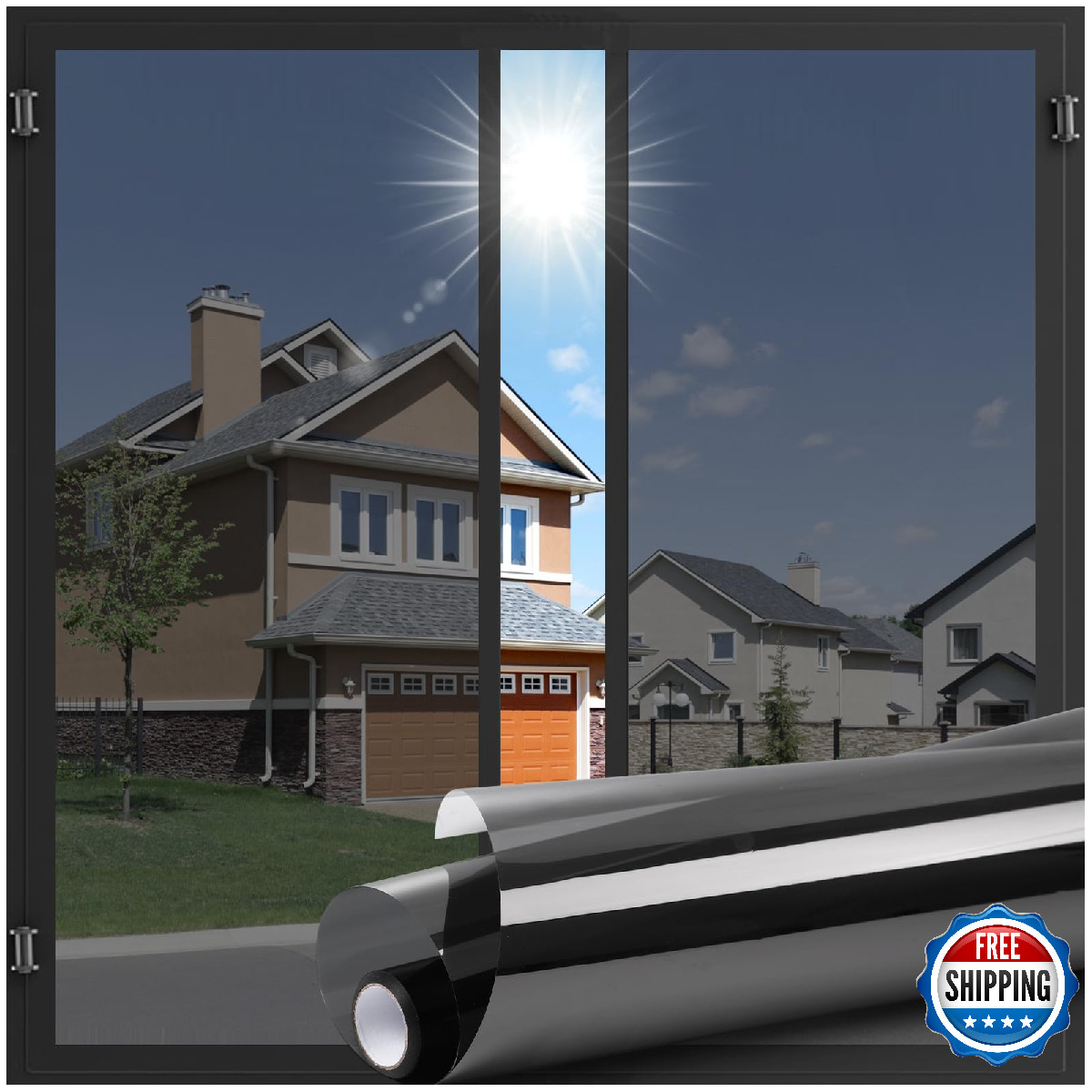 LUTE One Way Window Privacy Film 35.4"x118.1" Sun Blocking UV Heat Reflective