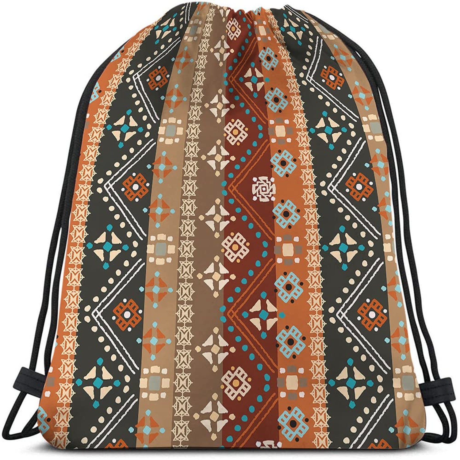 Colorful Boho Floral Drawstring Backpack Bohemians Tribal Art Batik Seamless ...