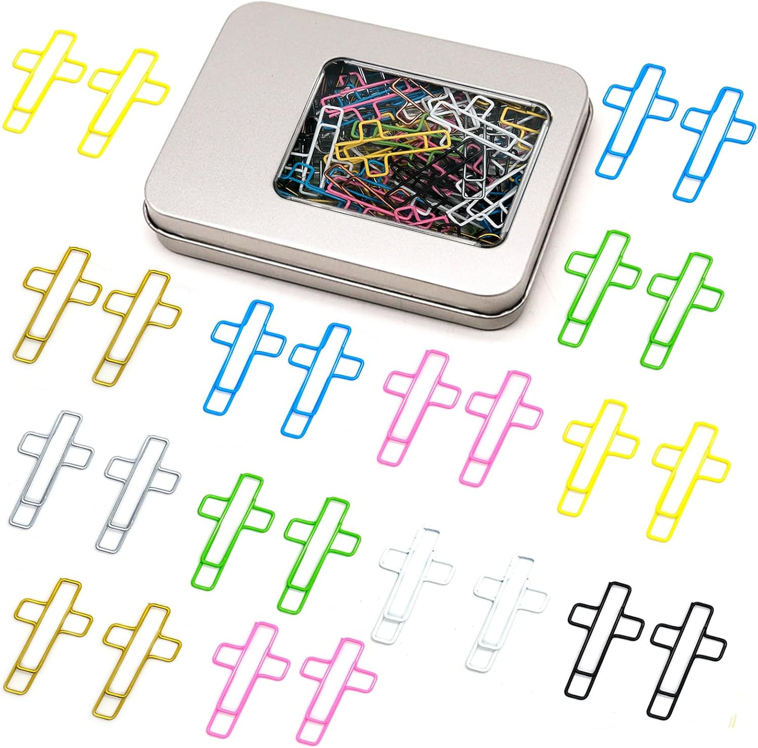 100 Pcs Cross Paper Clips, Christian Stationery Gift, Bible Study Accessories