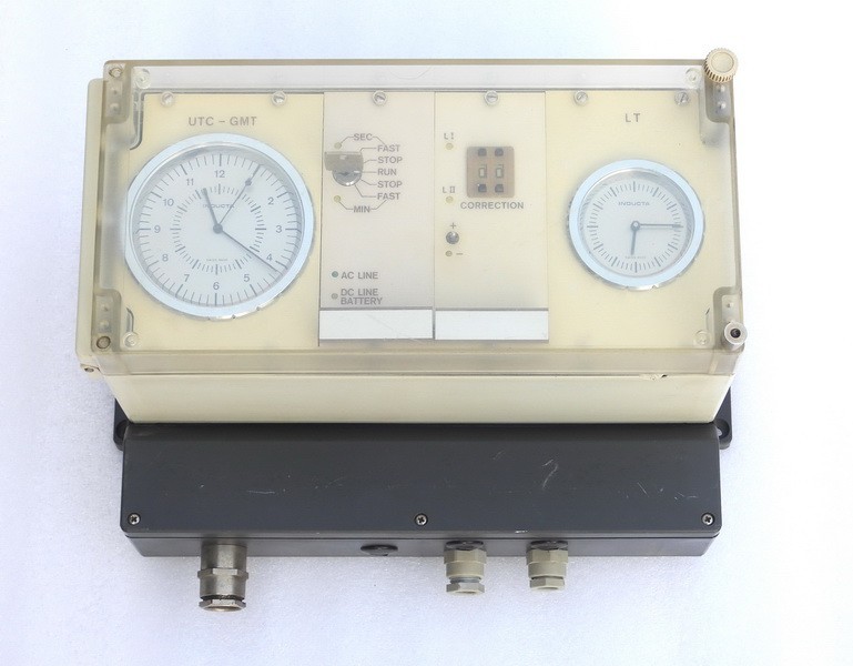 RARE SWISS INDUCTA UHRENFABRIK TYPE MS4 SHIPS ELECTRIC MASTER CLOCK UTC-GMT LT